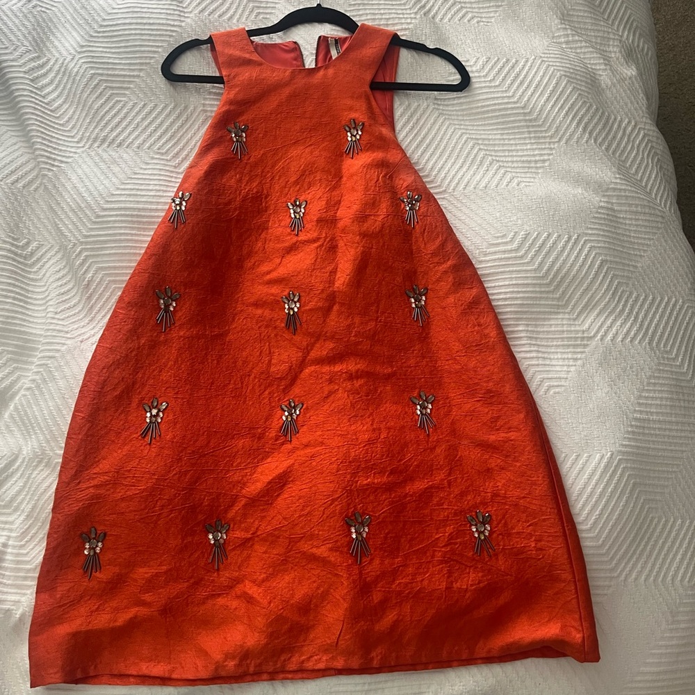 Topshop beaded orange midi evening dress